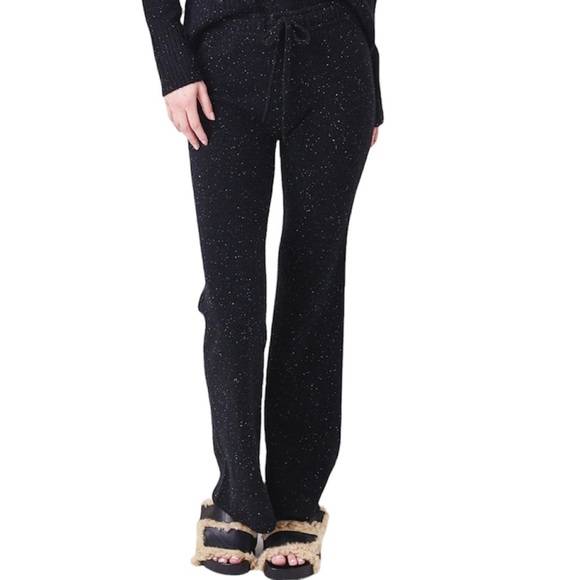 NWT Monrow 100% Cashmere Neps Lounge Sweats Pants Wide Leg Size Small - Picture 2 of 12